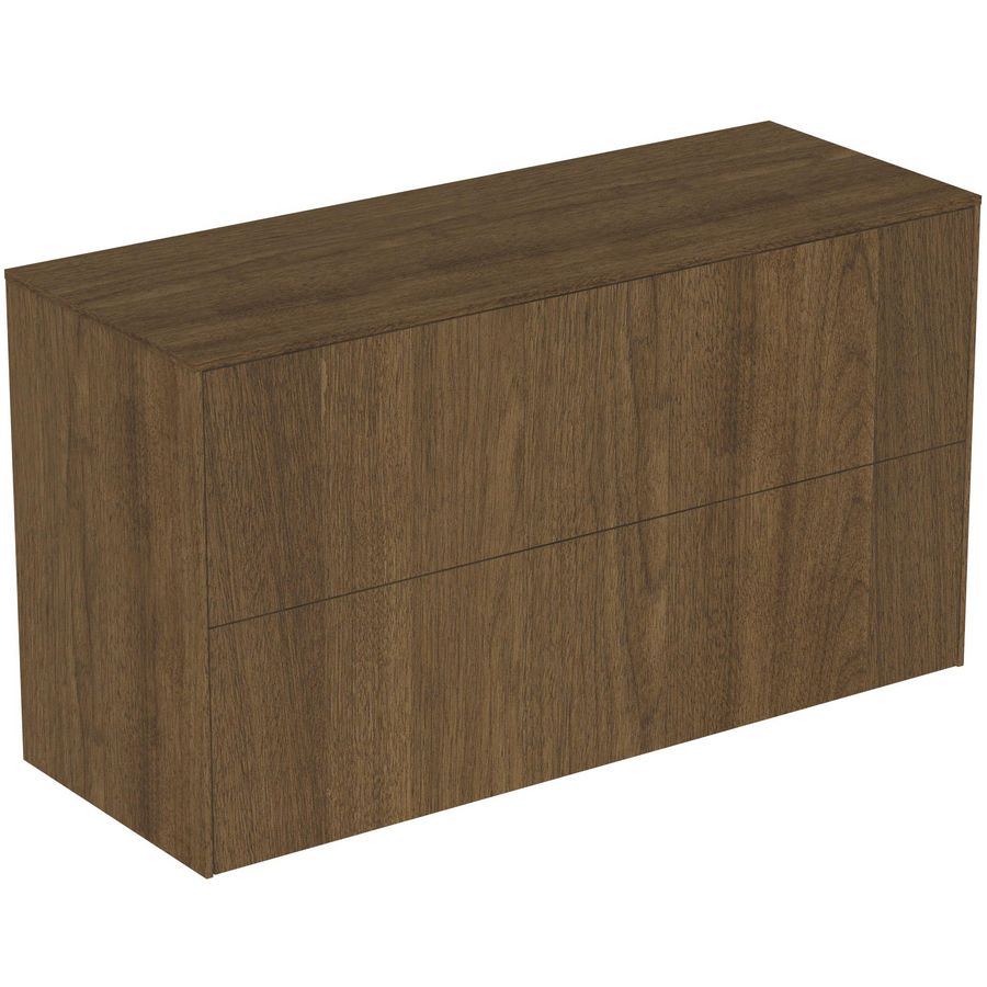 Conca wastafelmeubel 100x37x55cm 2 laden afdekblad zonder uitsnijding dark walnut