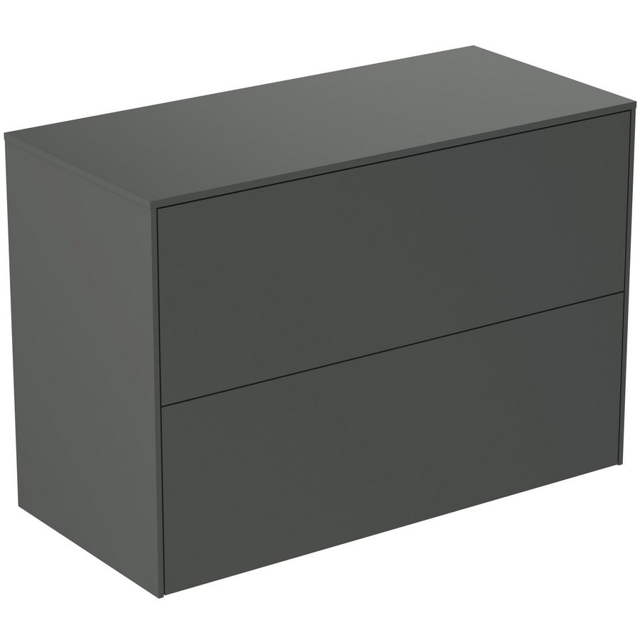 Conca wastafelmeubel 80x37x55cm 2 laden afdekblad zonder uitsnijding mat antraciet