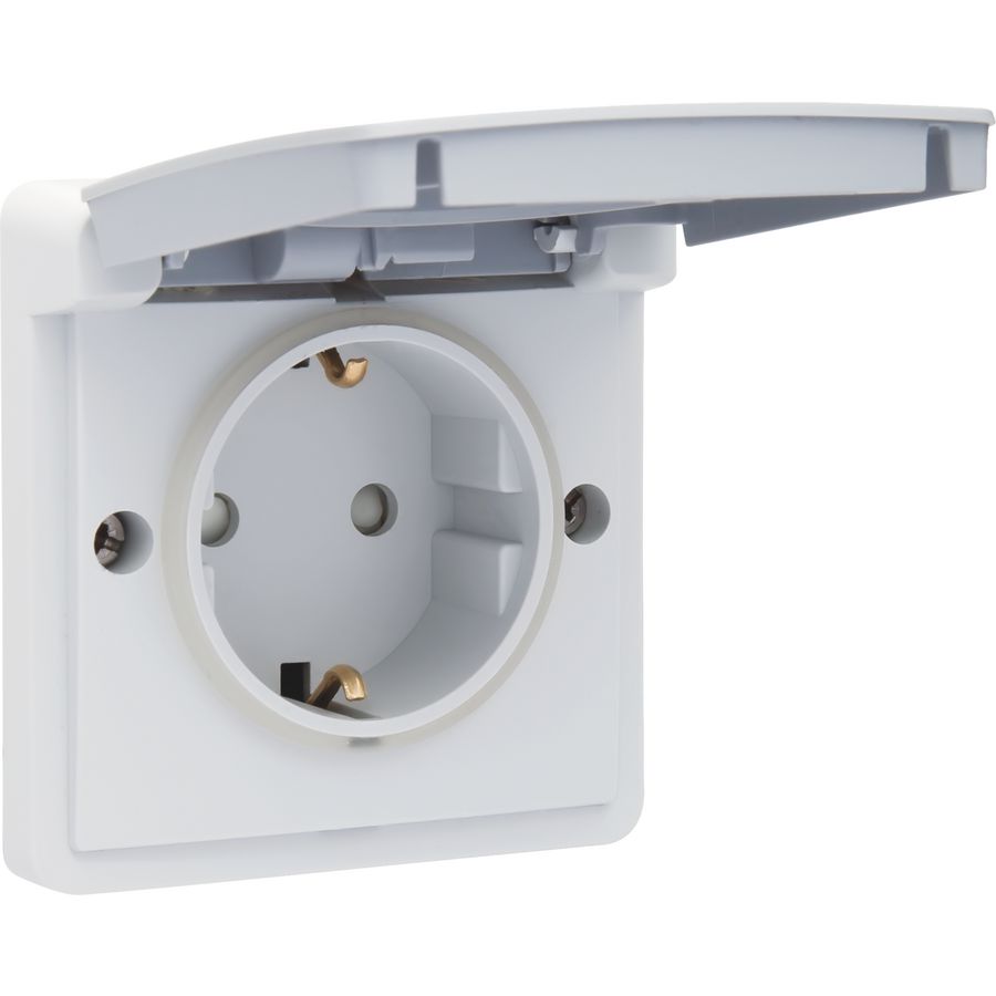 Spuitwaterdicht stopcontact 16A/250Vac schroef gri