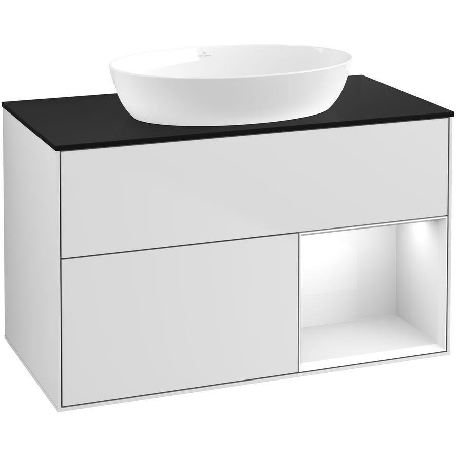 Wastafelonderkast Finion 1000x603x501mm White Matt Lacquer FA22GFMT