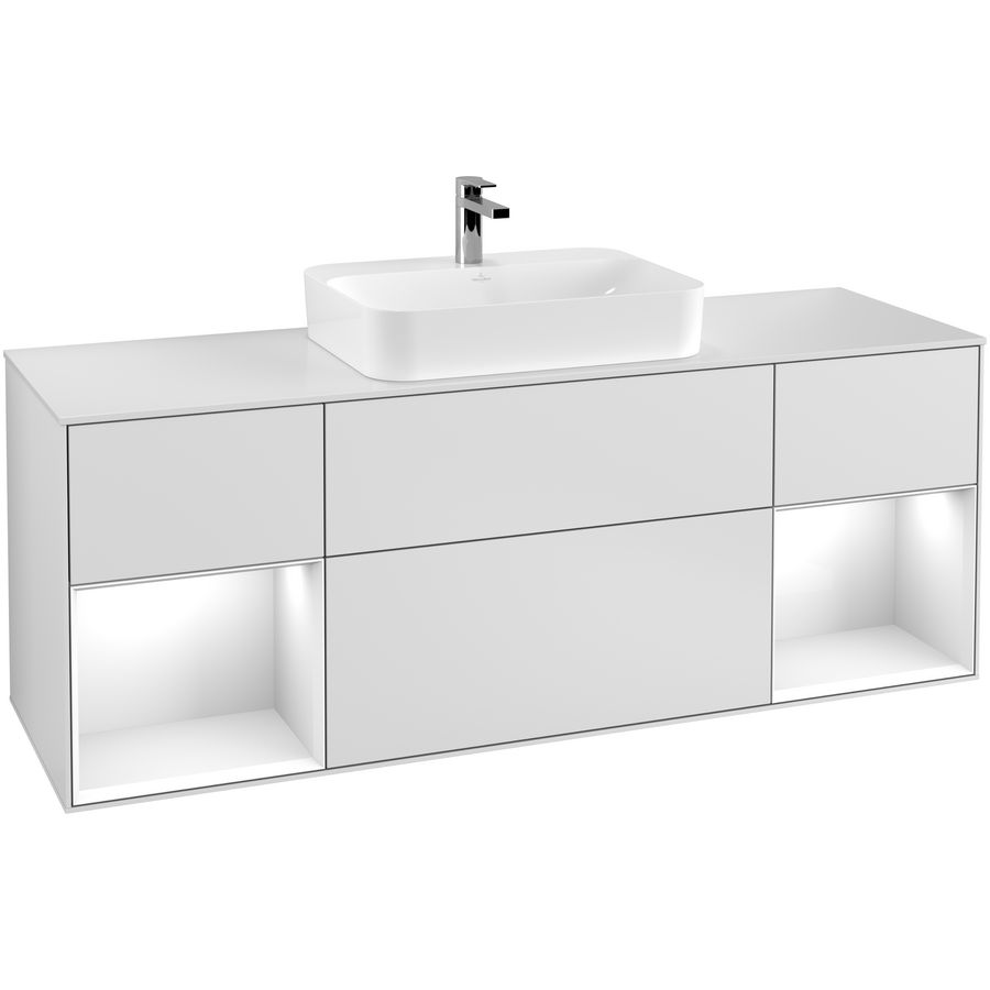 Wastafelonderkast Finion 1600x603x501mm White Matt Lacquer F451GFMT