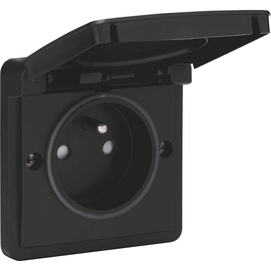 Spuitwaterdicht stopcontact penaarde 16A/250Vac schroef zwar