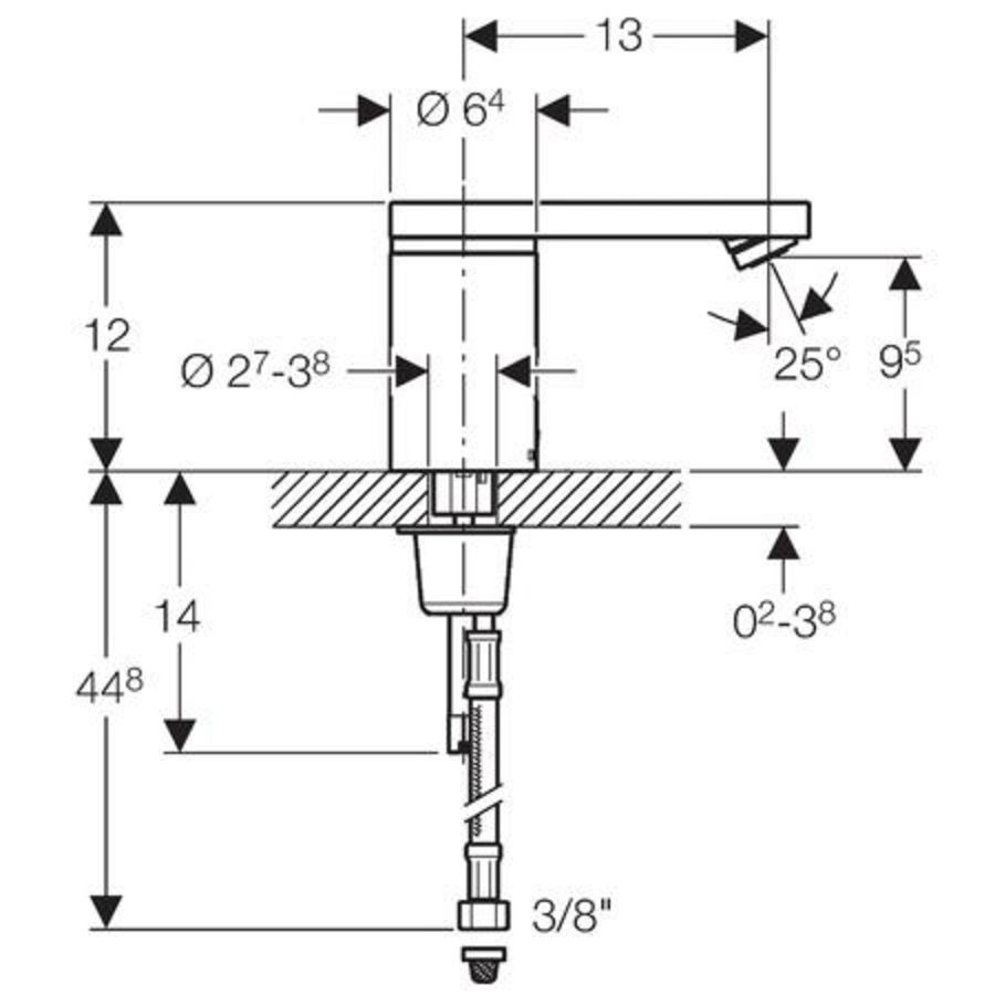 Wastafelkraan type 186 infrarood verborgen temp regelknop b