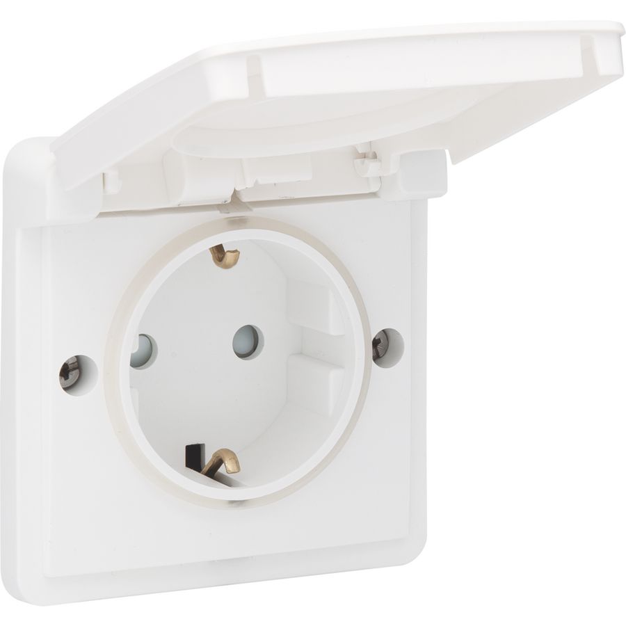Spuitwaterdicht stopcontact 16A/250Vac schoef wit