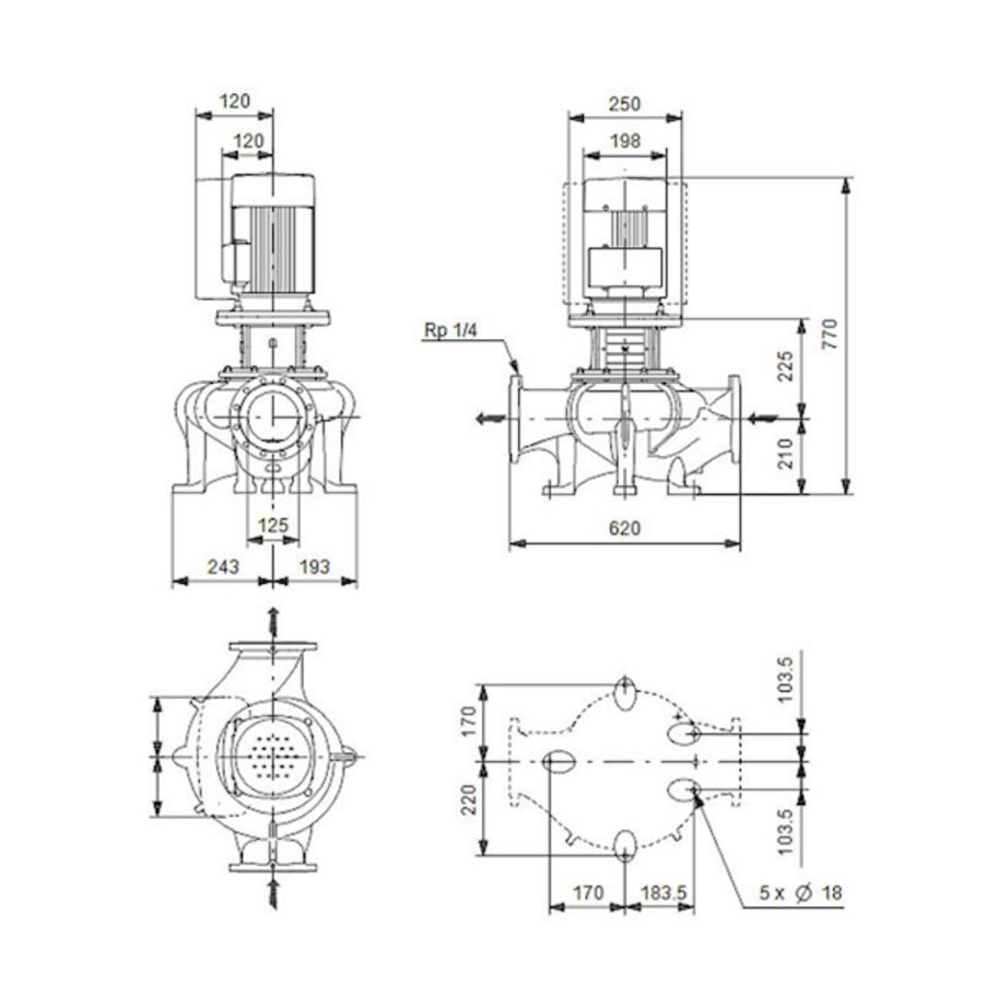 Inlinepomp TP 125-80/4-A-F-A-BQQE 400D 50HZ