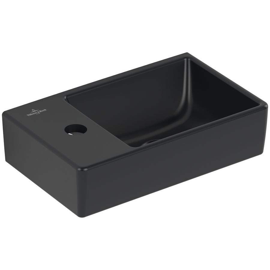Fontein Avento 360x220mm Pure Black CeramicPlus kraangat rechts zonder overloop