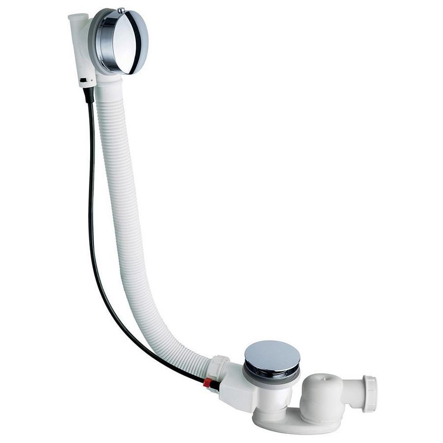 Badafvoer wit kunststof pop-up (kabel 80cm)