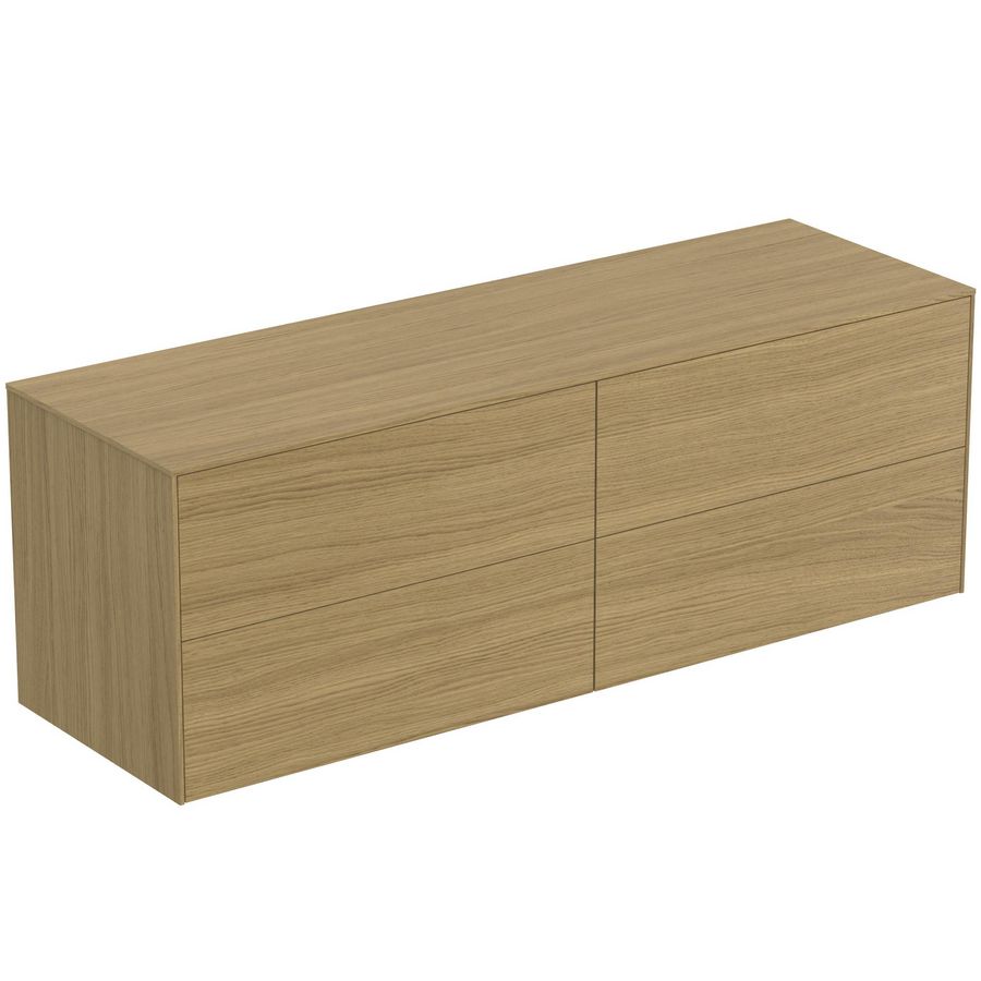 Conca wastafelmeubel 160x50x55cm 4 laden afdekblad zonder uitsnijding light oak