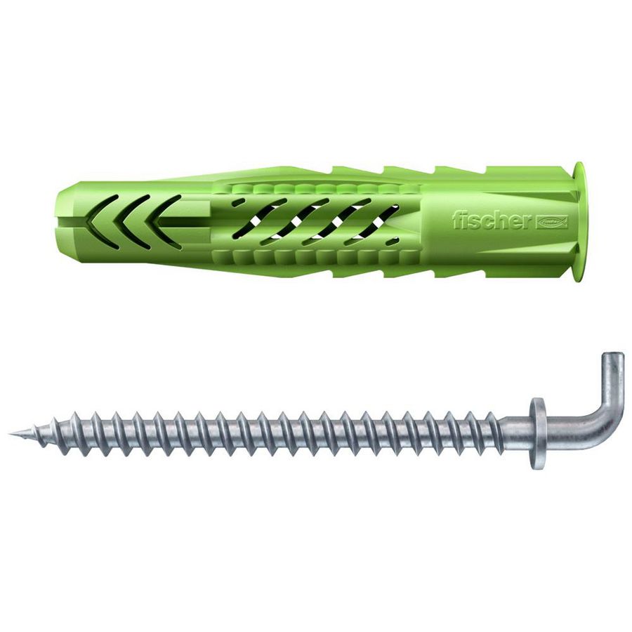 Set a 4 muurpluggen UX Green 6x35mm met rand incl. schroefhaken