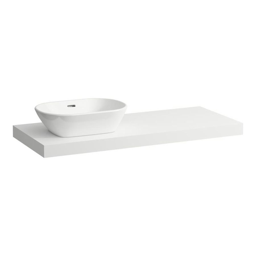 Wastafelblad LANI 120cm met uitsparing links mat wit