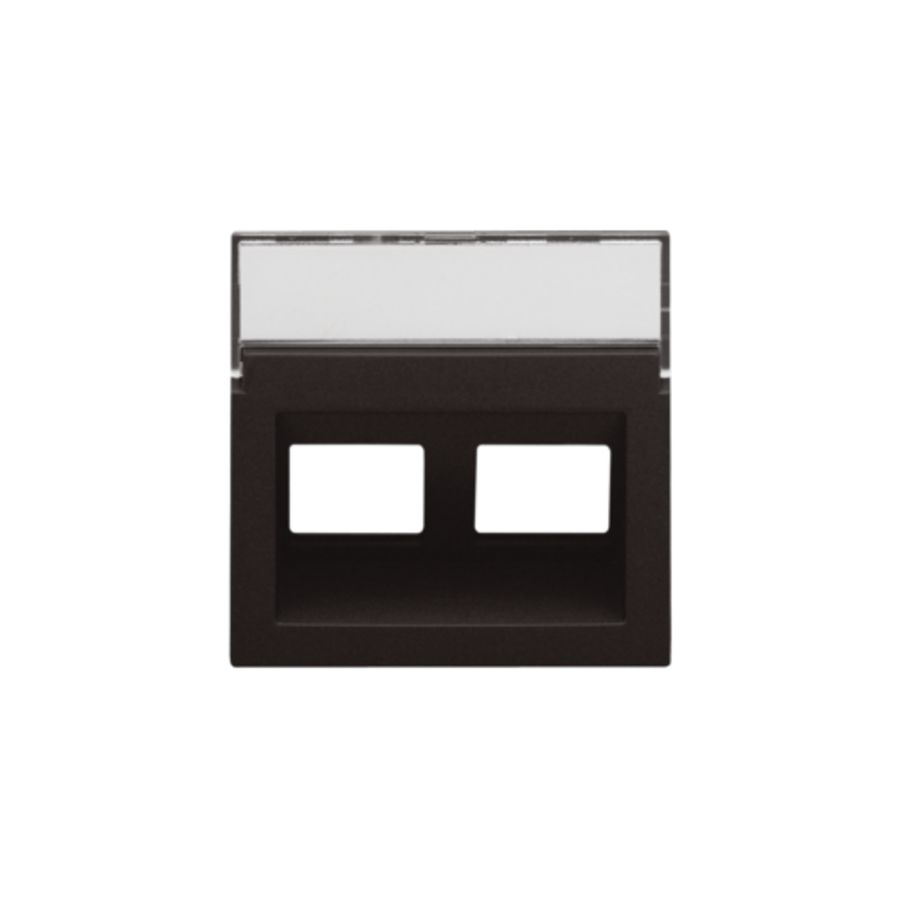 Centraalplaat data 2x RJ schuine uitgang dark brown