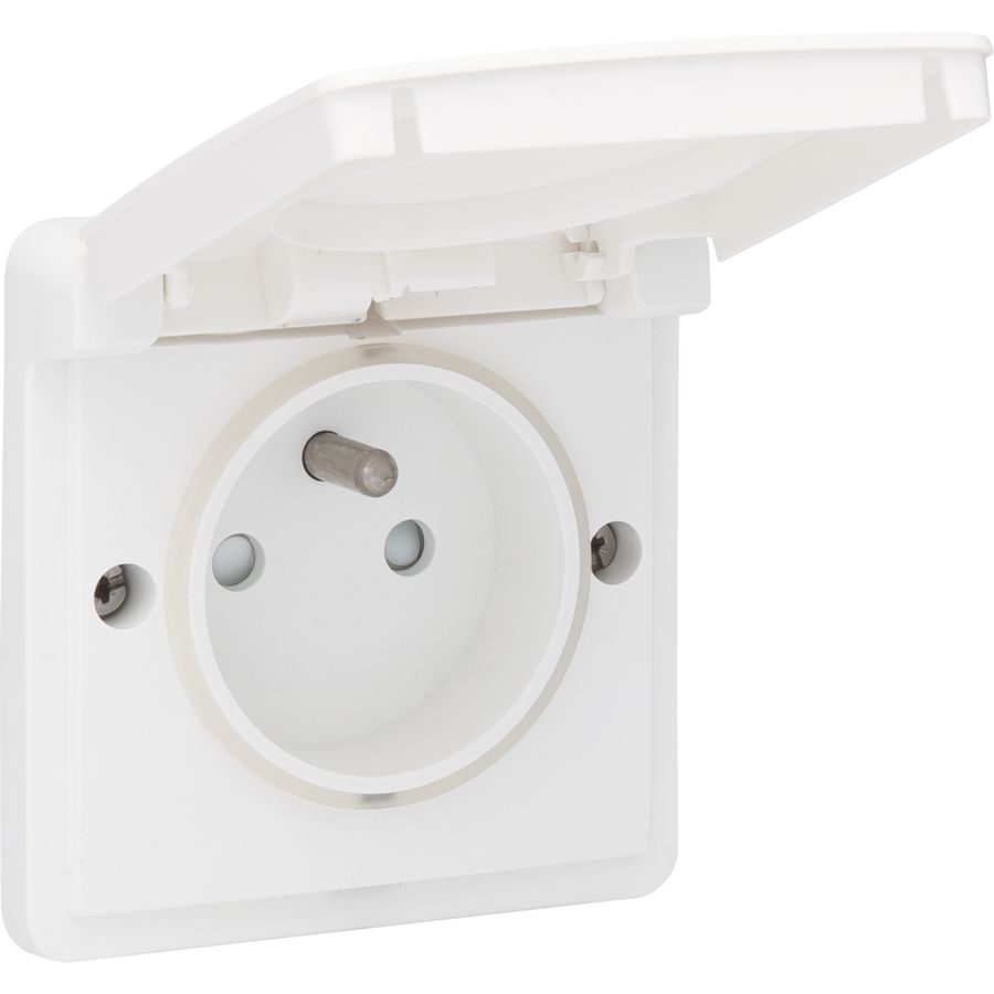 Spuitwaterdicht stopcontact penaarde 16A/250Vac schroef wit