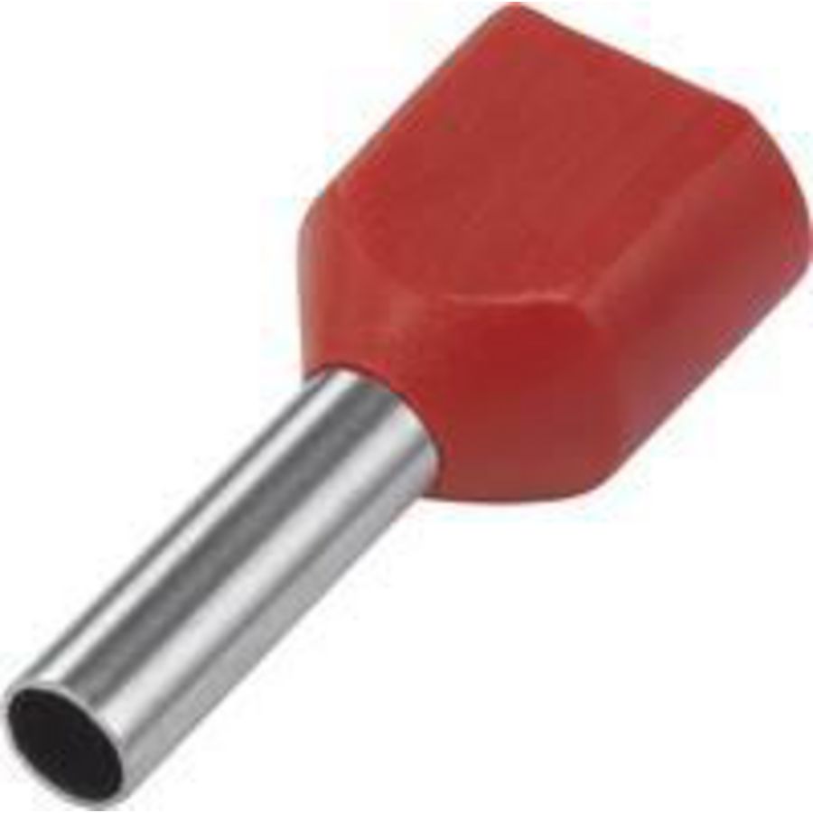 Zak a 100st. adereindhuls dubbel rood 1mm²/ penlengte 8