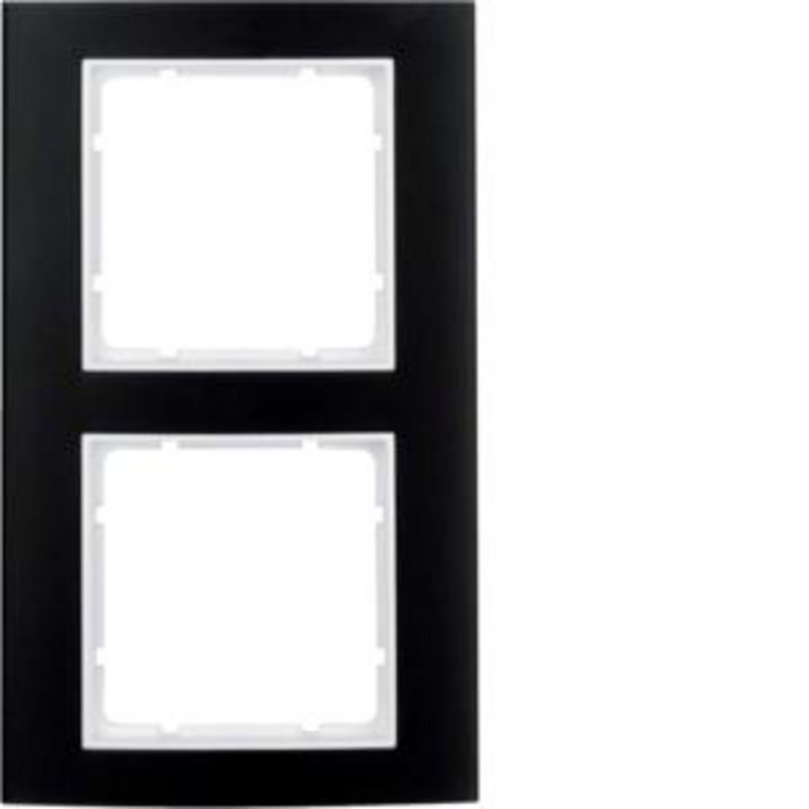 Afdekraam 2-v berker B.3 aluminium zwart/polarwit mat
