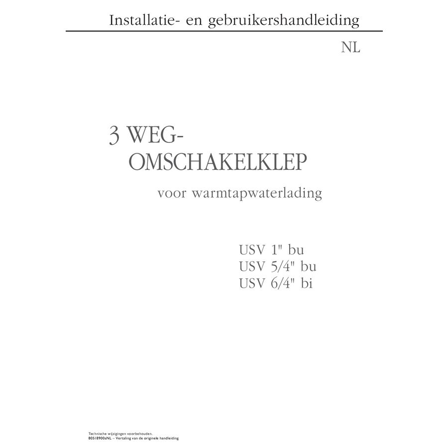 Omschakelklep verw./tapw. USV tbv SWC/WWC 1