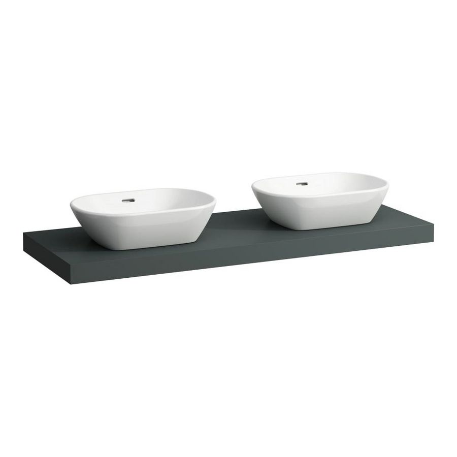 Wastafelblad LANI 140cm met dubbele uitsparing traffic grey