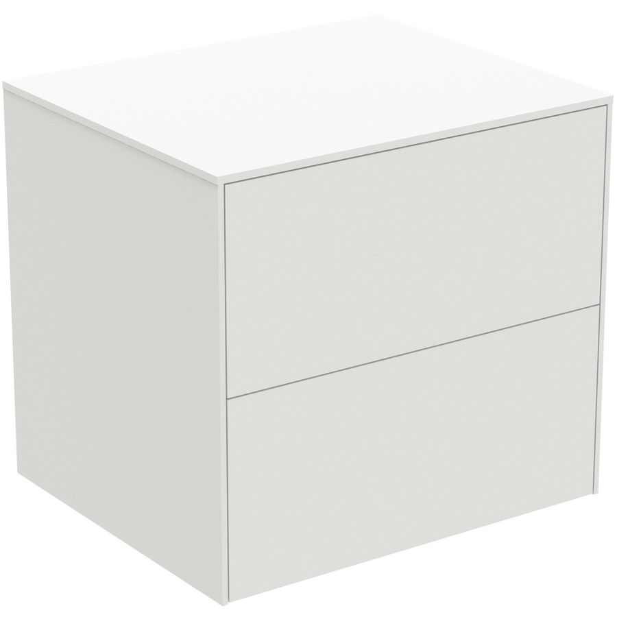 Conca wastafelmeubel 60x50x55cm 2 laden afdekblad zonder uitsnijding matt white