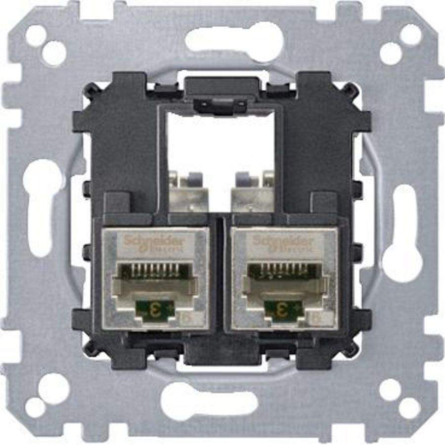 Draagplaat 2-voudig Incl. Actassi RJ45 Cat 5e