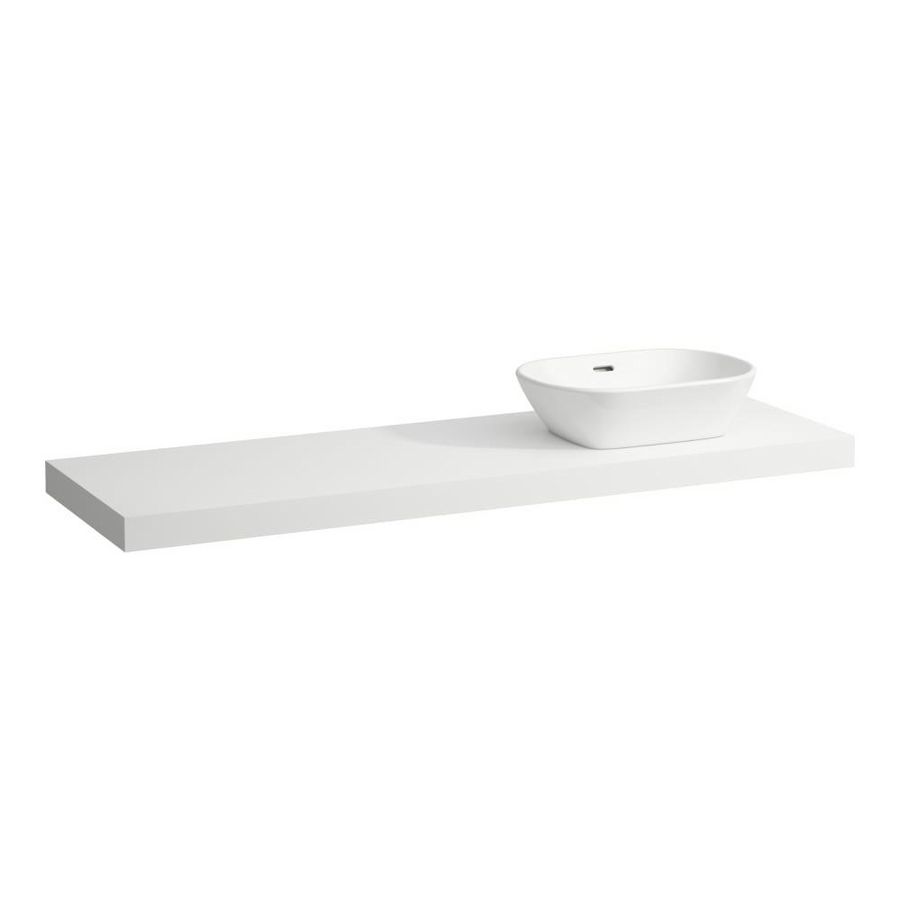 Wastafelblad LANI 160cm met uitsparing rechts mat wit