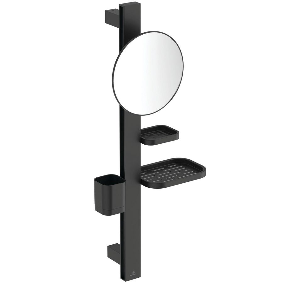 Accessoire bar Alu+ S700 met spiegel rond ø200mm Silk Black incl. bevestigingsmateriaal