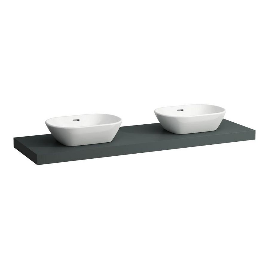 Wastafelblad LANI 160cm met dubbele uitsparing traffic grey
