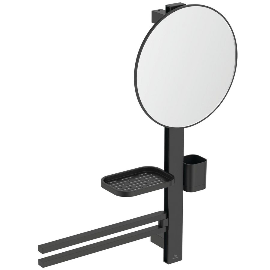 Accessoire bar Alu+ M700 met spiegel rond ø320mm Silk Black incl. bevestigingsmateriaal