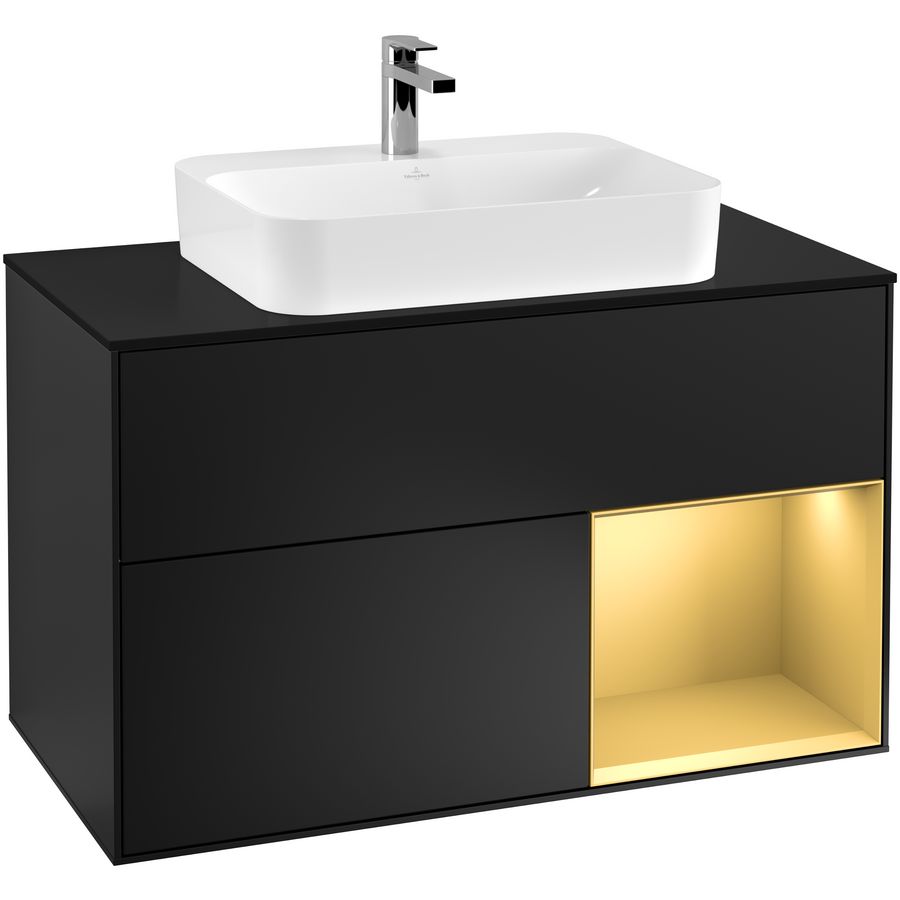 Wastafelonderkast Finion 1000x603x501mm Black Matt Lacquer G372HFPD