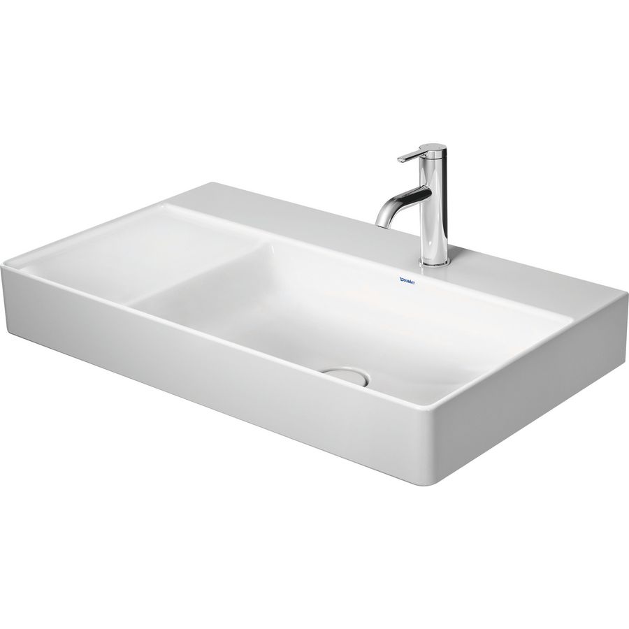 DURASQUARE #234980 wastafel rechts 800mm wit zonder kraangat geslepen onderzijde