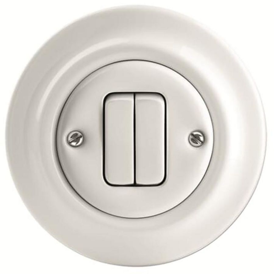 Inbouw dubbele wip-impulsdrukker 1-polig 2x 10A 250V AC (2022 UJ-205-64)