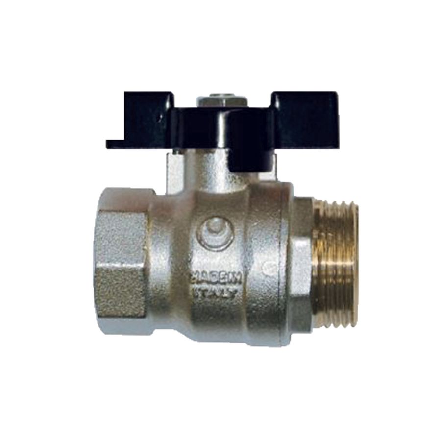 Kogelafsluiter 1/2" MxF zwart vlinderhendel