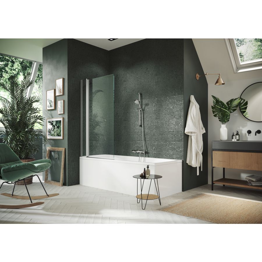 Badklapwand Design P 950-965x1500mm zilvermat helder 2-dlg