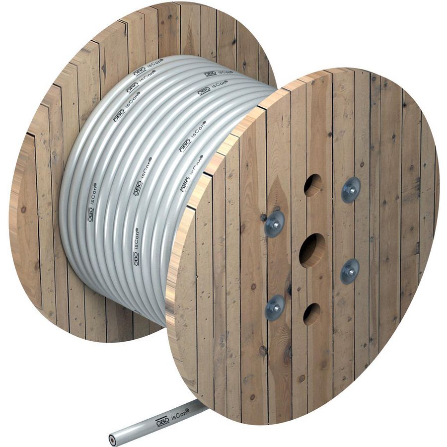 Geisoleerde afleiding 25 m rol Ø26mm lichtgrijs VVE=25