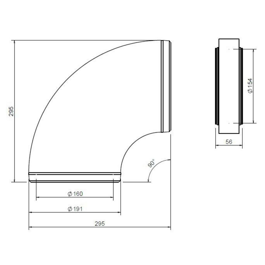 Ventilatiebocht geisoleerd EPS 160 90°