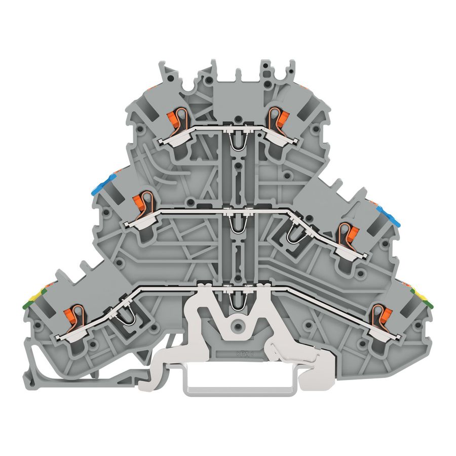 3-etageklem Aard-/rijg-/rijgklem Met drukknop grijs VVE=40