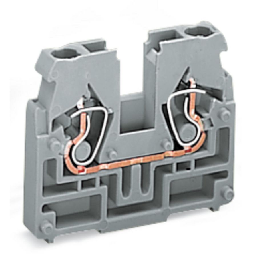 2-draads klem z. drukknop z. klikvoetje lichtgrijs VVE=100