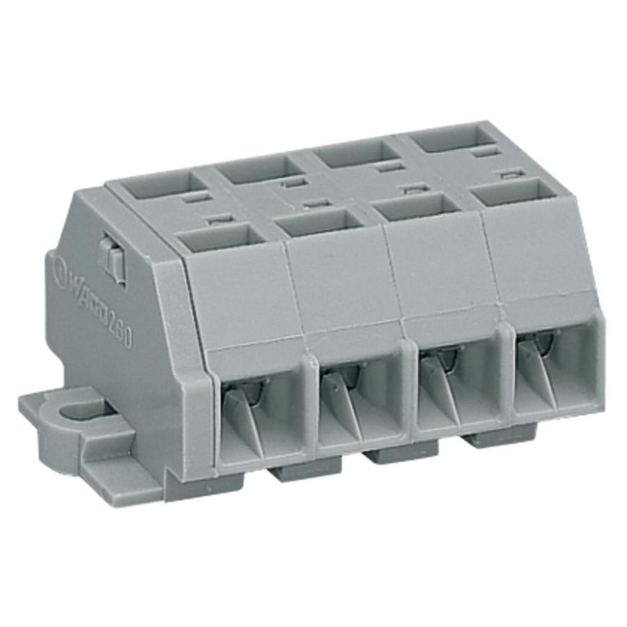 4-draads klemmenstrook +flens z. knop grijs 260-204 VVE=100