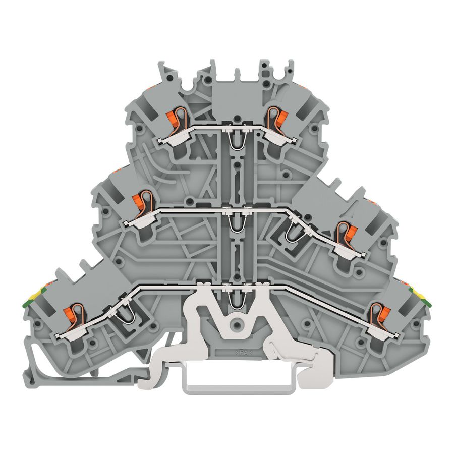 3-etageklem Aard-/rijg-/rijgklem Met drukknop grijs VVE=40