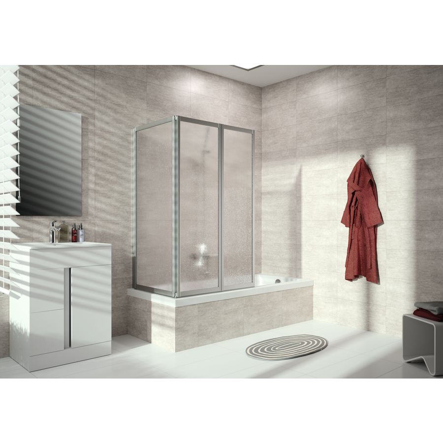 Badklapwand Combinett 2 1512-1527mm zilvermat / kunstglas Pacific S helder