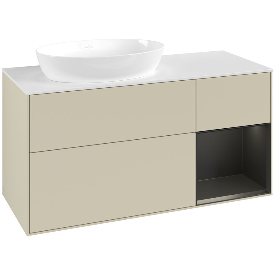 Wastafelonderkast Finion 1200x603x501mm S.Grey Matt Lacquer FA51PDHJ