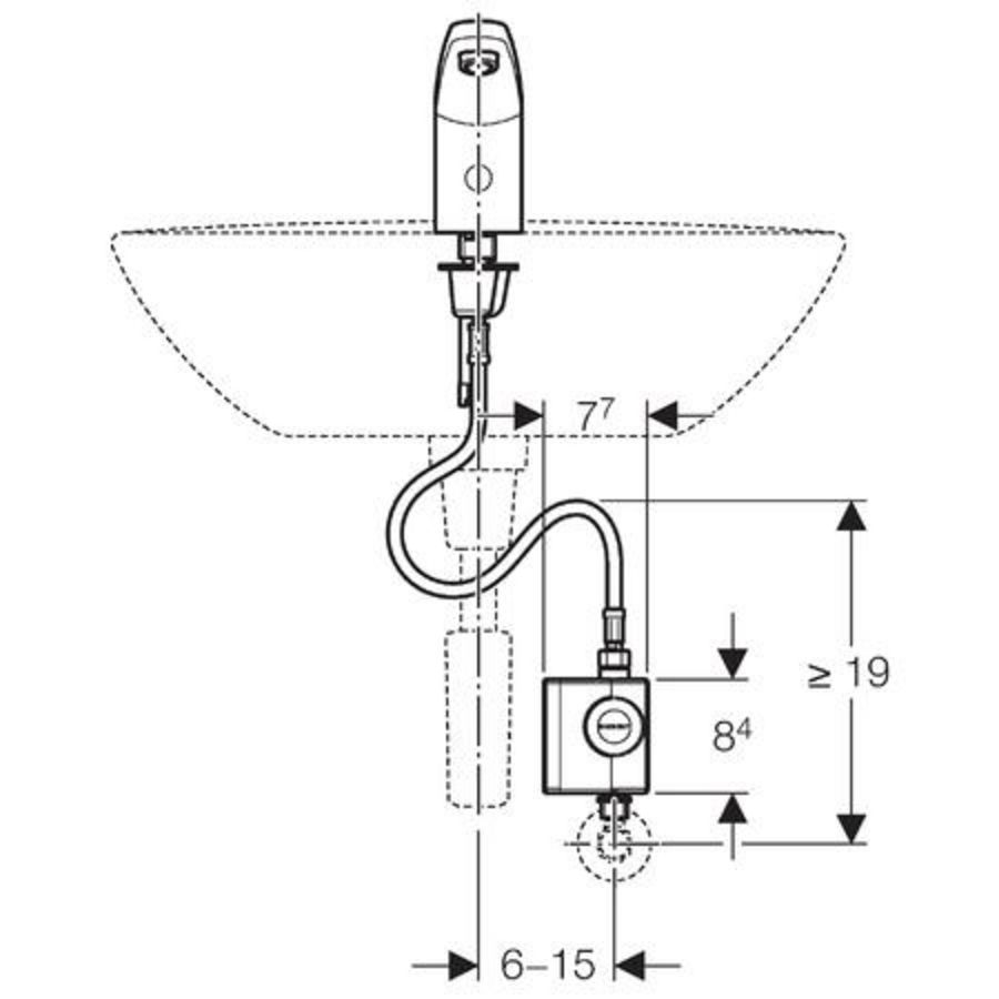 Wastafelkraan type 185 infrarood meng/koudwater generator
