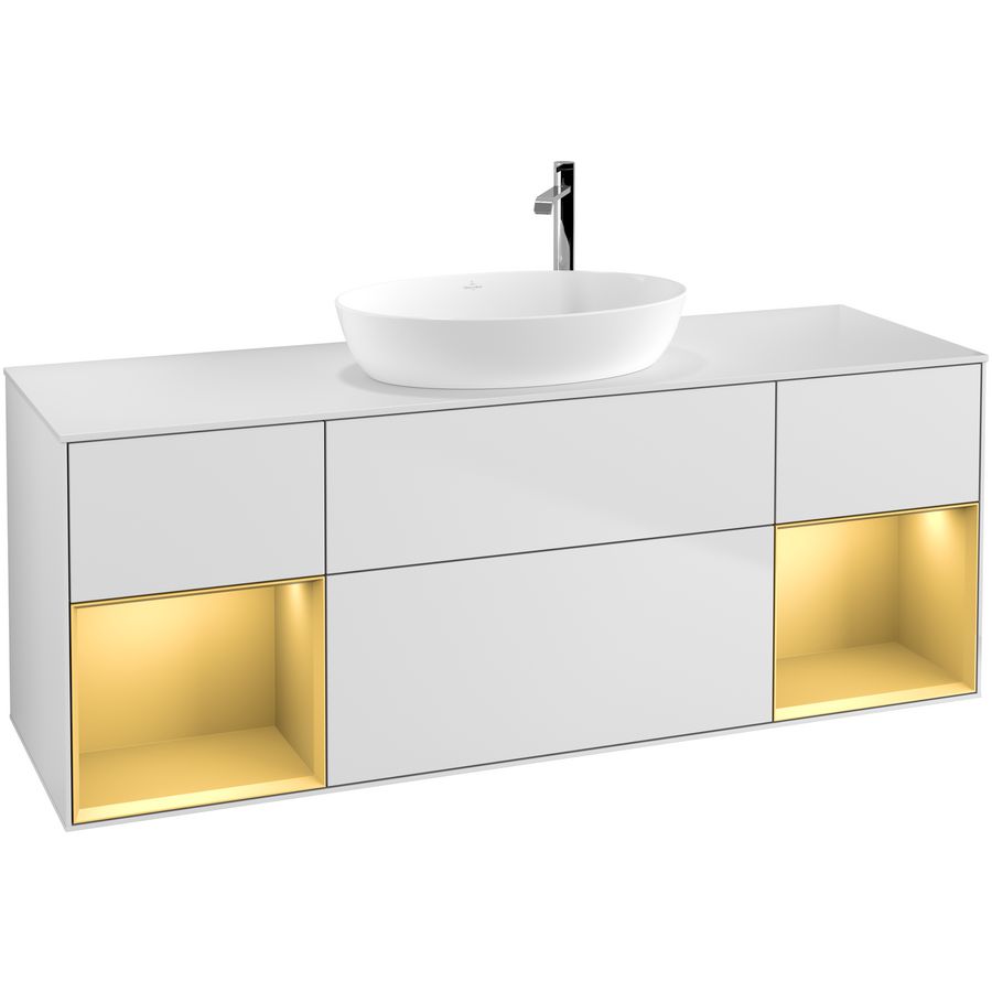 Wastafelonderkast Finion 1600x603x501mm White Matt Lacquer F981HFMT