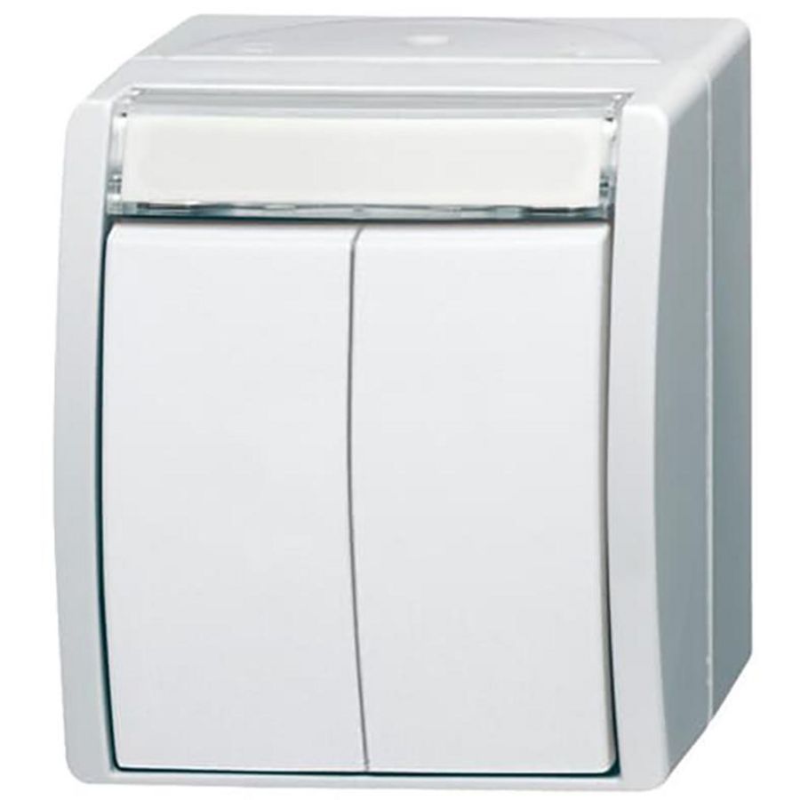 Opbouw dubbele impulsdr 1p IP44 10A 250V AC ocean-alpinwit (2621 WN-54-205-101)