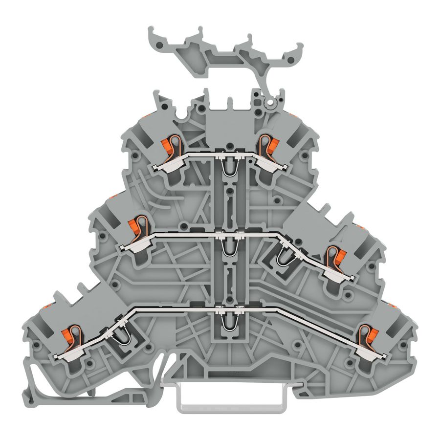 3-etageklem Met drukknop Rijg-/rijg-/rijgklem grijs VVE=40
