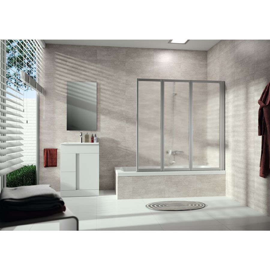 Badklapwand Combinett 2 1397-1412x1400mm zilvermat / kunstglas Pacific S helder 3-delig