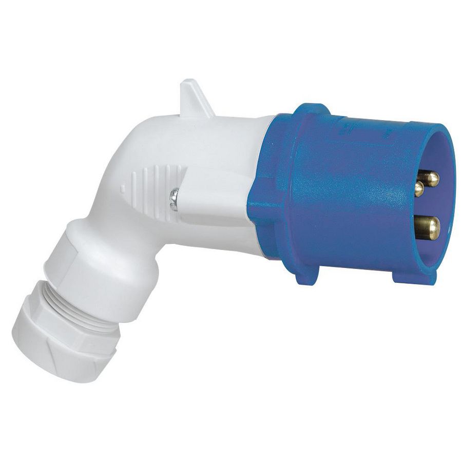 Hoek contactstop 230V 16A 3-polig IP44 kunststof P17