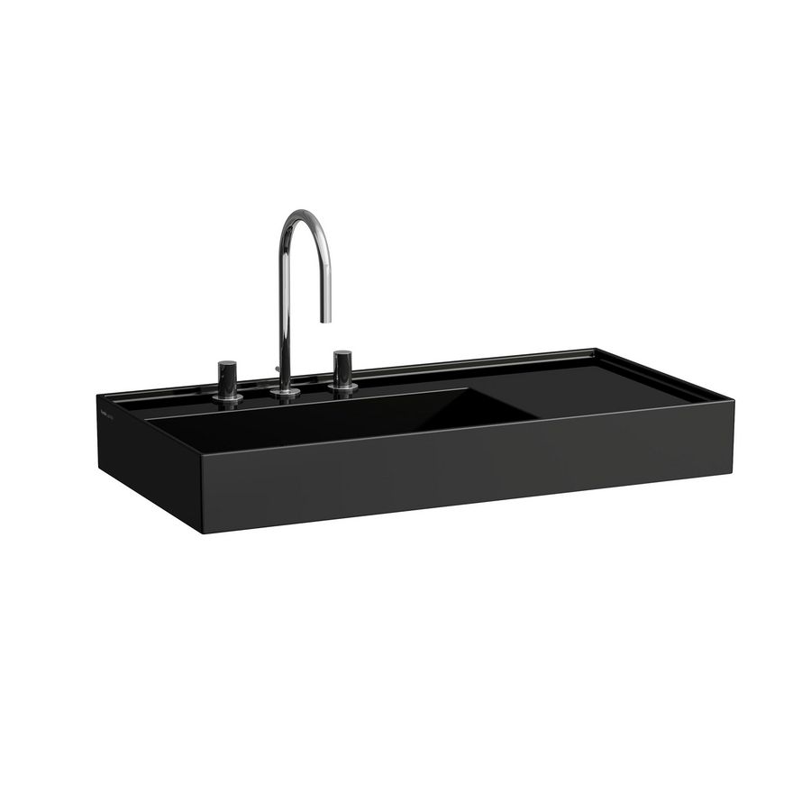 Wastafel Kartell afleg rechts 900x460mm glanzend zwart