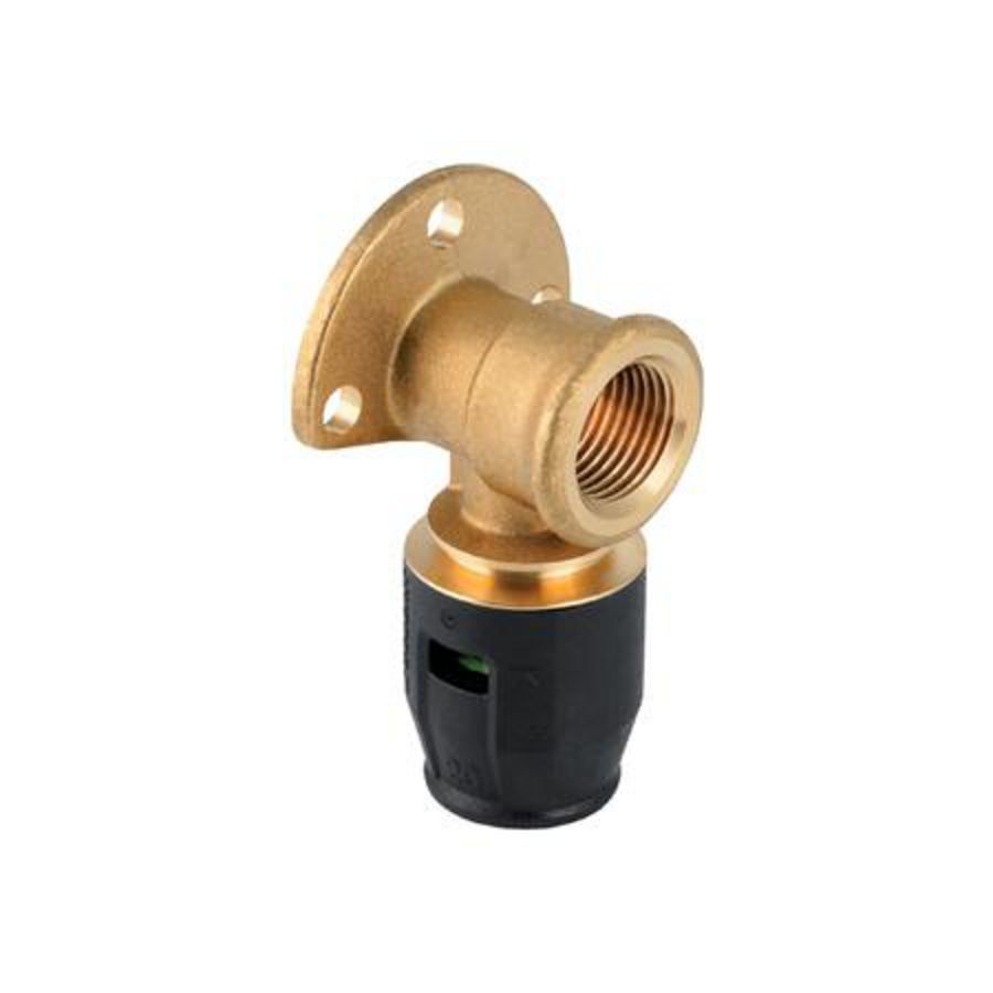 Muurplaat L=36mm messing 20x1/2"bn.dr. PUSHFIT insteek VVE= 5