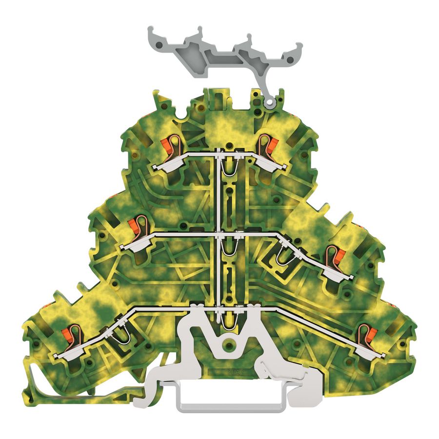 3-etageklem 6-voudige aardklem Met drukknop groen-ge VVE=40