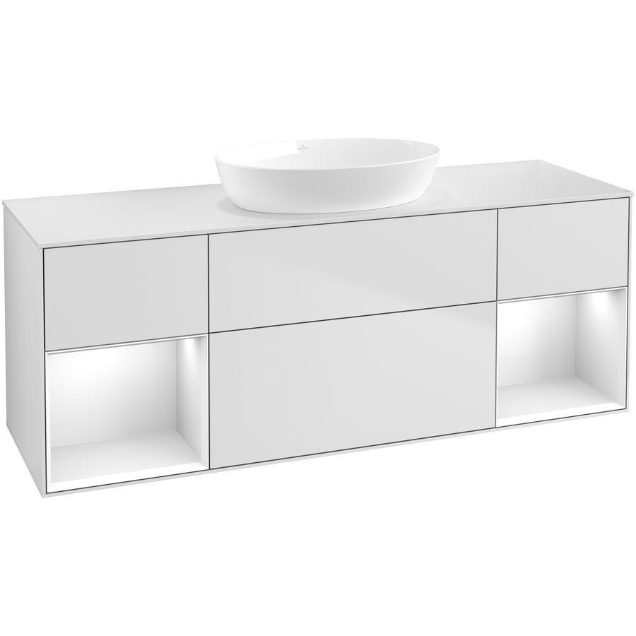 Wastafelonderkast Finion 1600x603x501mm White Matt Lacquer FD01GFMT