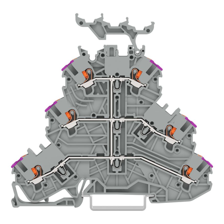 3-etageklem Met drukknop 6-draads rijgklem grijs VVE=40